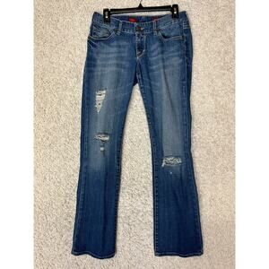 Vtg Express Boot Leg Jeans Womens 4 Long Blue Denim Low Rise Y2K 90s Retro